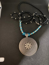 Load image into Gallery viewer, Kṛṣṇaḥ - Black Beads with Blue beads &amp; Pendant
