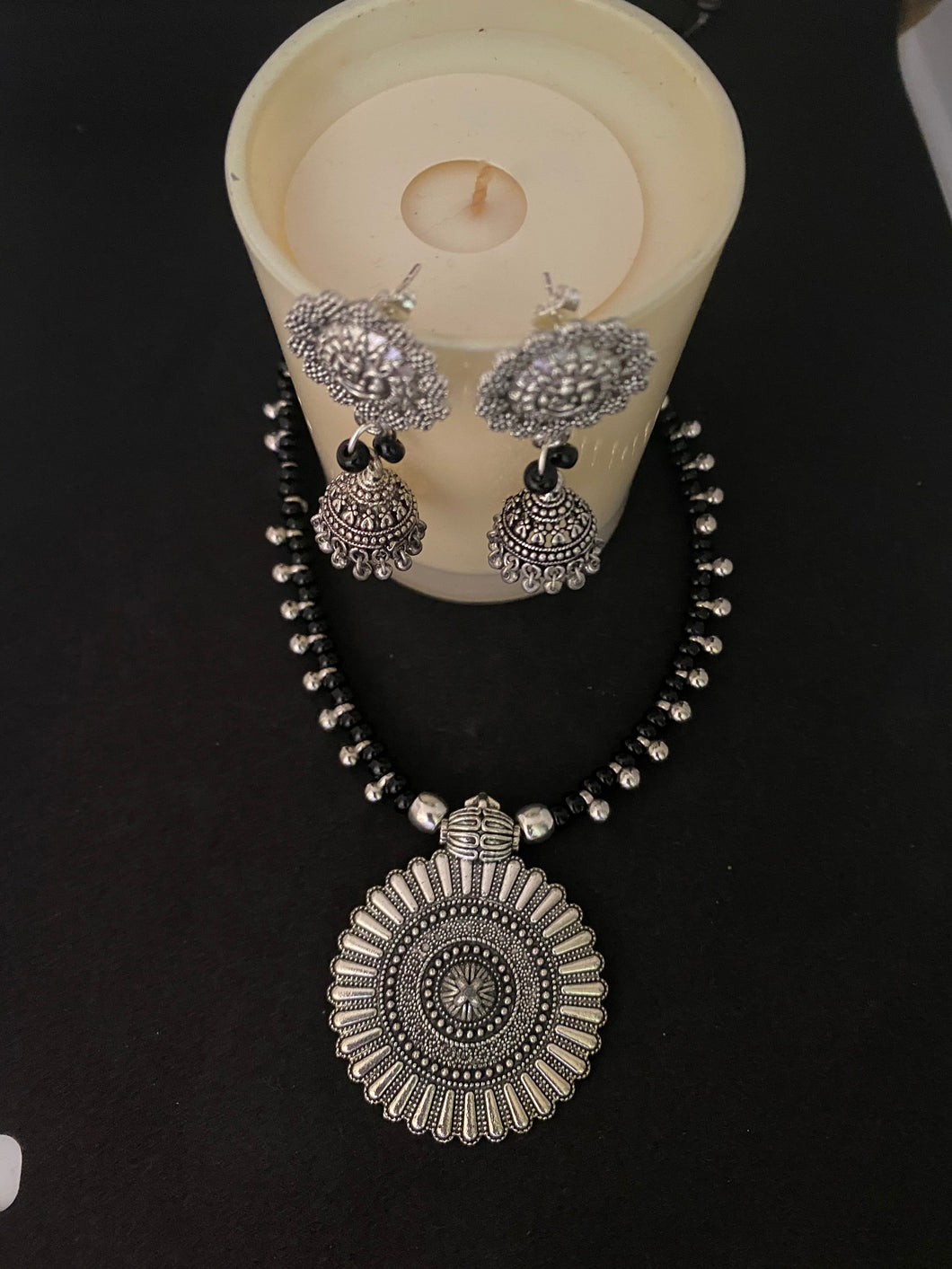 Kṛṣṇaḥ - Black Beads with Silver colour bells & Pendant