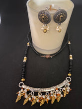 Load image into Gallery viewer, Kṛṣṇaḥ - Black Beads with White beads &amp;  Pendant
