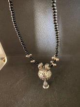 Load image into Gallery viewer, Kṛṣṇaḥ -Black Beads with Silver and Silver balls chain
