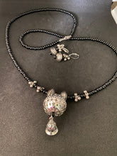 Load image into Gallery viewer, Kṛṣṇaḥ -Black Beads with Silver and Silver balls chain
