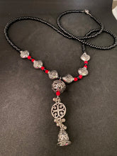 Load image into Gallery viewer, Kṛṣṇaḥ -   Black Beads with Silver and Red beads chain
