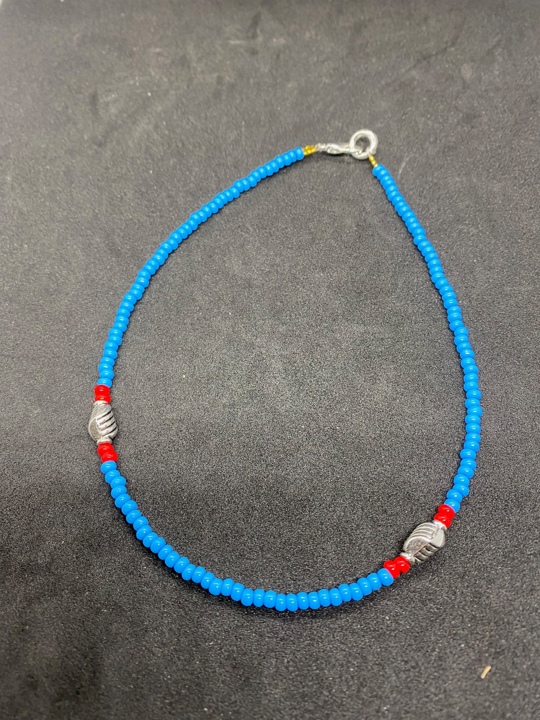 Anklet - Blue and Red beads