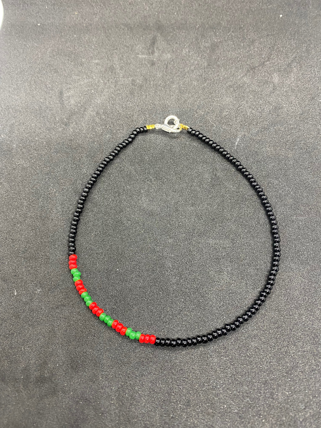 Anklet - Black, Red and Green beads