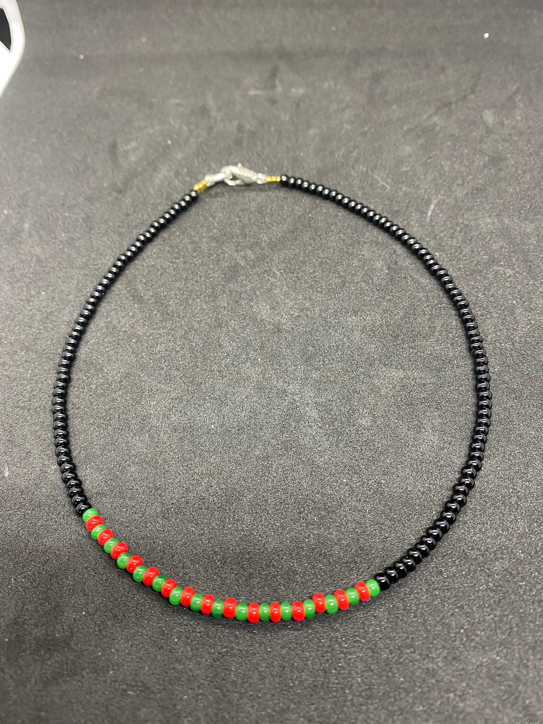 Anklet - Black, Green and Red beads